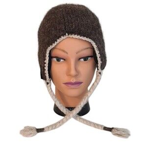 Everest Designs Nepal Ear Flap Hat Wool Beanie Cap Winter Fleece Lined Tassel